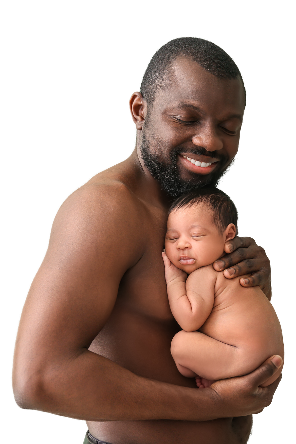 african american dad with newborn