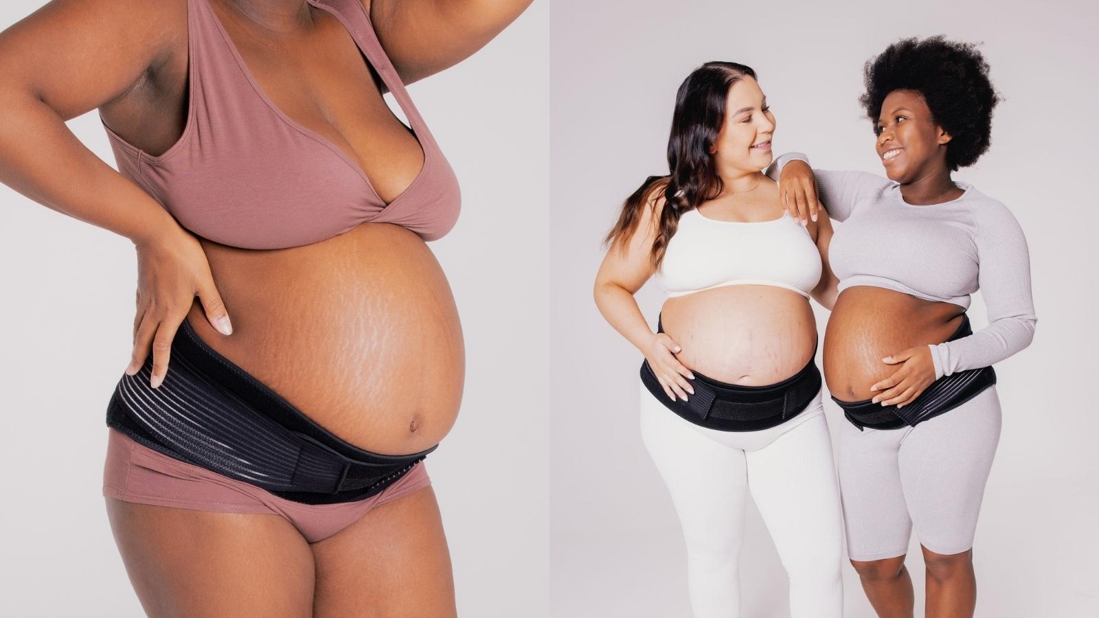 collection of mothers wearing pregnancy support belt