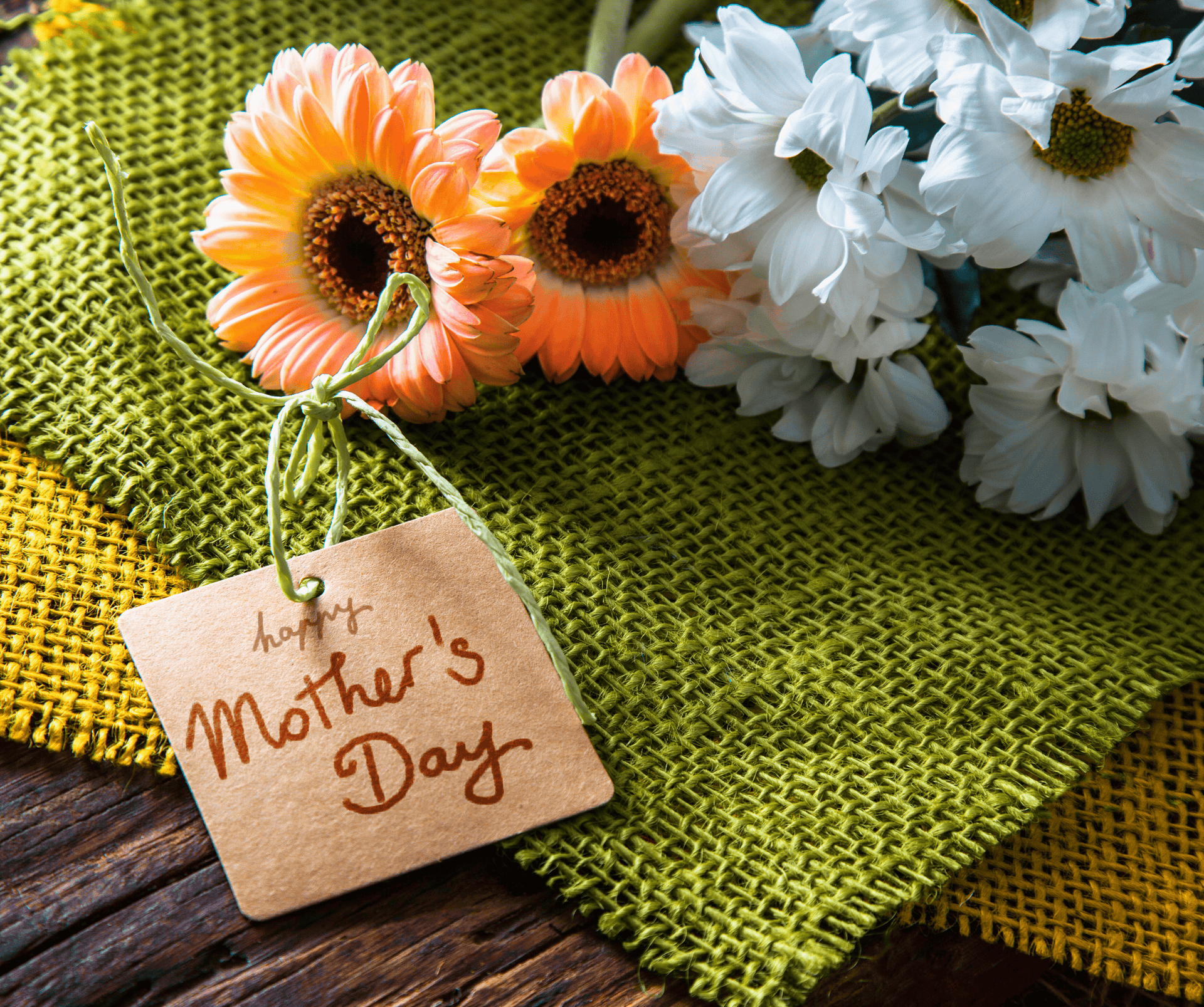 flowers accompanied by a heartfelt Mother's Day card